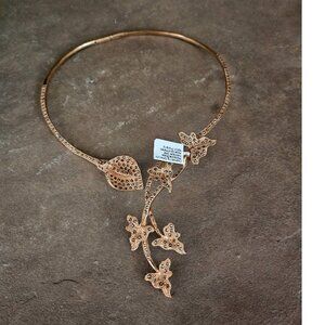 14kt Rose Gold Plated Captivating Calla Lily Marcasite/Brass Necklace